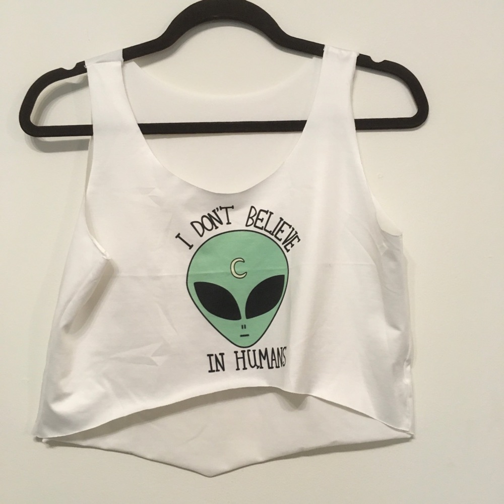 I don’t believe in humans crop top- size L
